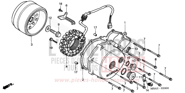 PANNEAU CARTER-MOTEUR G./ GENERATRICE de Shadow Aero LIGHT CUPPER METALLIC-S (YR118K) 2000
